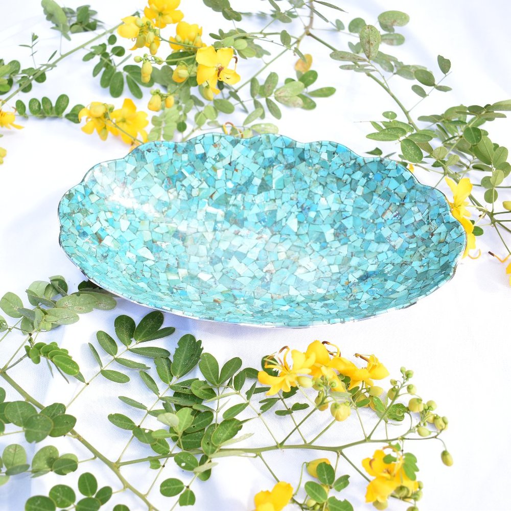 Jay King Turquoise Inlay Stainless Steel Bowl